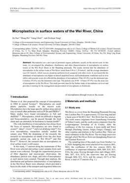 Microplastics in Surface Waters of the Wei River, China