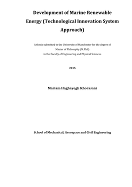 Development of Marine Renewable Energy (Technological Innovation System Approach)