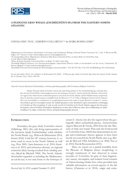 A Pliocene Gray Whale (Eschrichtius Sp.) from the Eastern North Atlantic