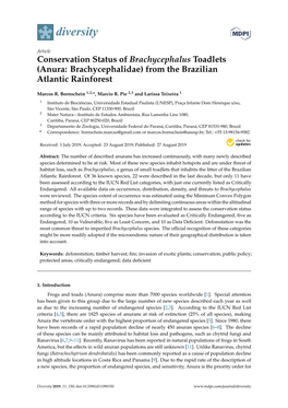 Conservation Status of Brachycephalus Toadlets (Anura: Brachycephalidae) from the Brazilian Atlantic Rainforest