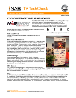 Atsc Dtv Hotspot Exhibits at Nabshow 2008