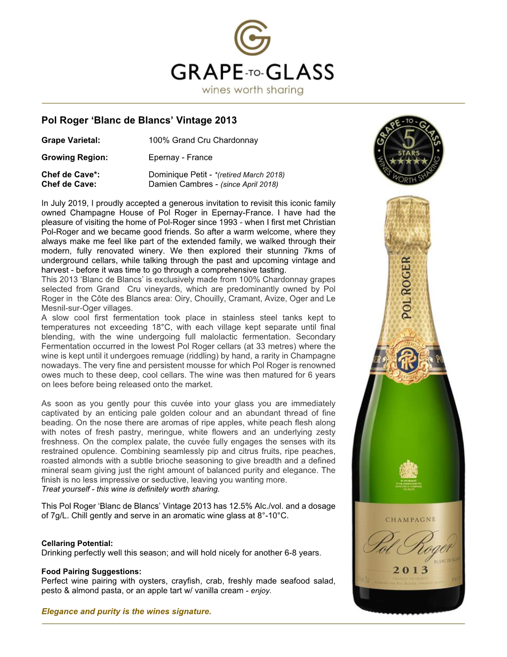 Pol Roger ‘Blanc De Blancs’ Vintage 2013