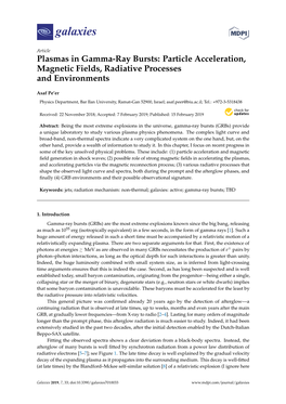 Plasmas in Gamma-Ray Bursts: Particle Acceleration, Magnetic Fields, Radiative Processes and Environments