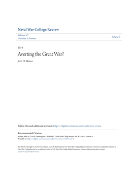 Averting the Great War? John H