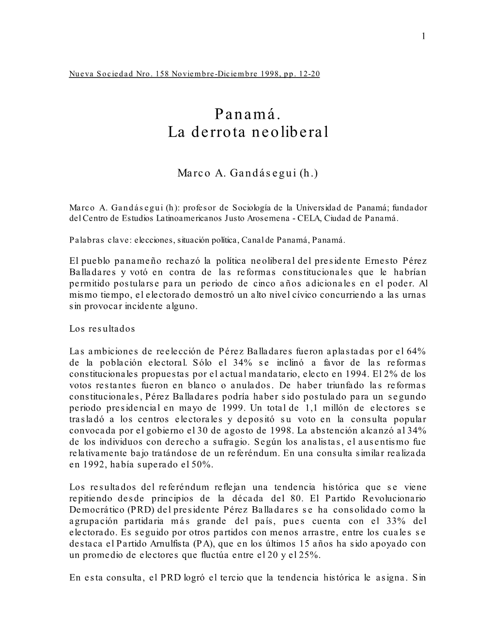 Panamá. La Derrota Neoliberal