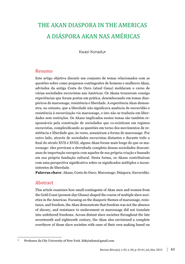 The Akan Diaspora in the Americas a Diáspora Akan Nas Américas