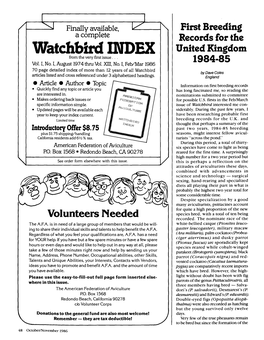 Watchbird INDEX United Ringdom from the Very First Issue