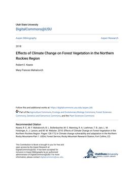 Effects of Climate Change on Forest Vegetation in the Northern Rockies Region