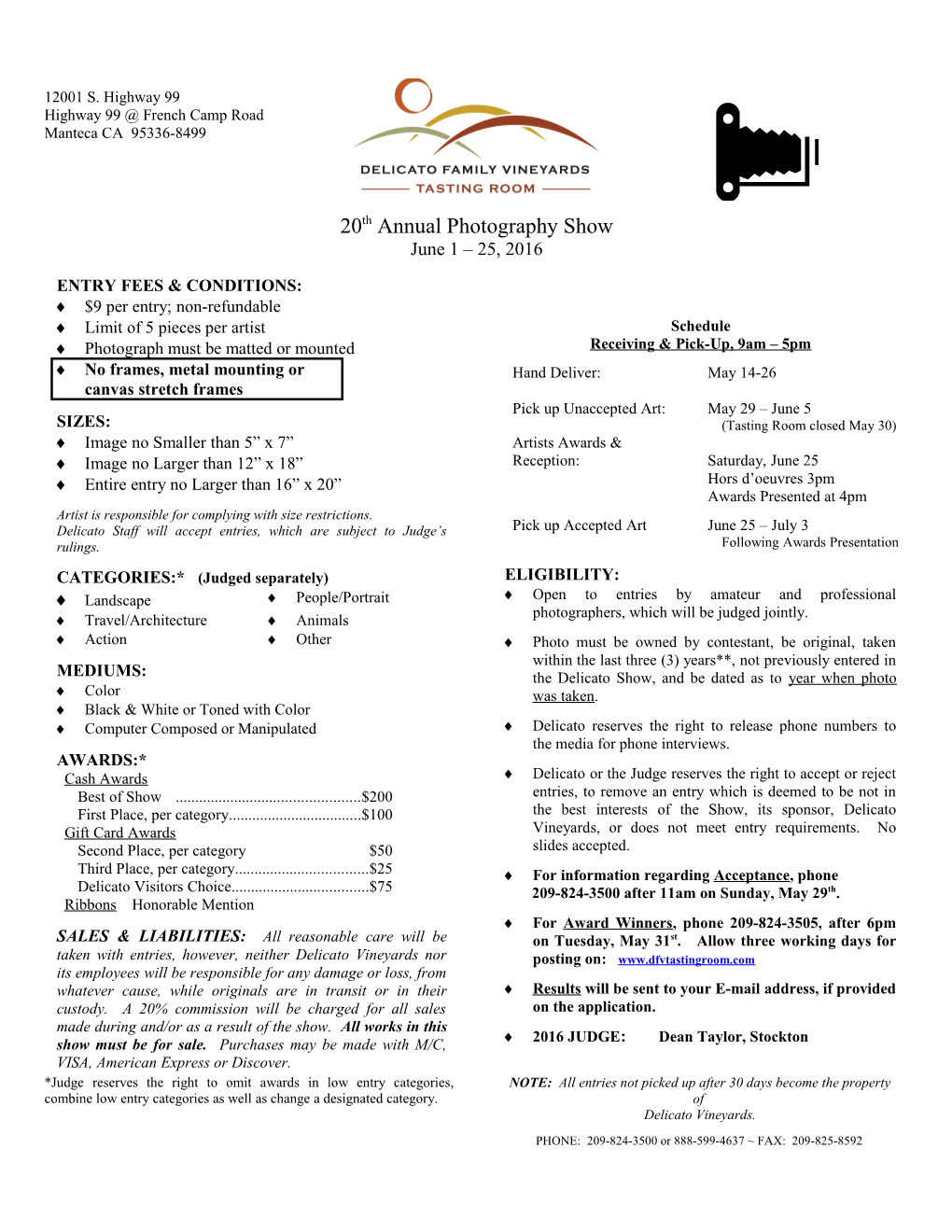 Entry Fees & Conditions