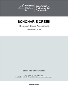 Schoharie Creek Biological Assessment, 2015