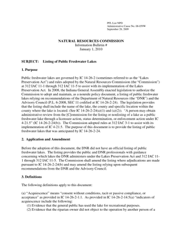 Listing of Public Freshwater Lakes 1. Purpose