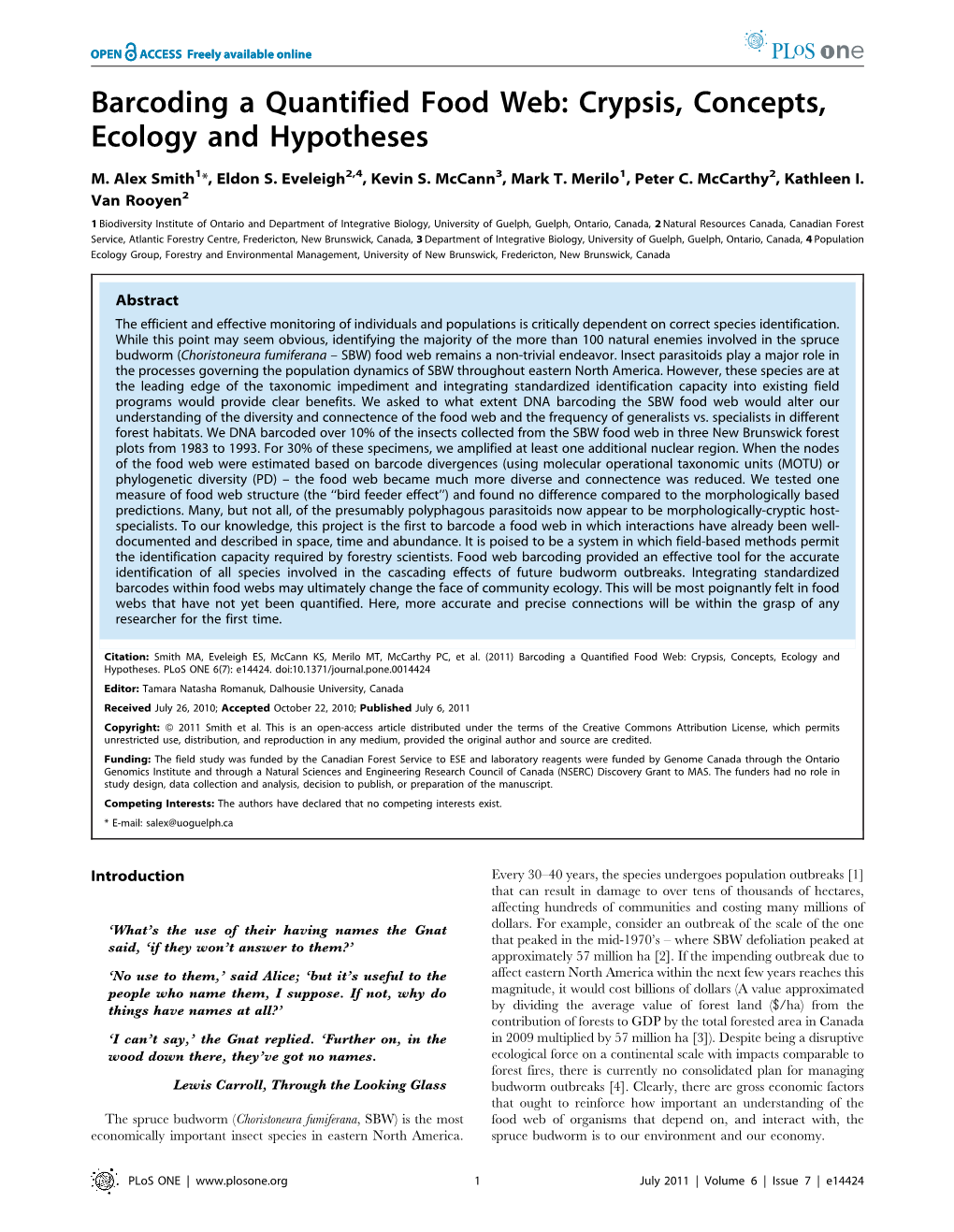 Barcoding a Quantified Food Web: Crypsis, Concepts, Ecology and Hypotheses