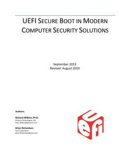 Uefisecure Boot in Modern Computer Security Solutions