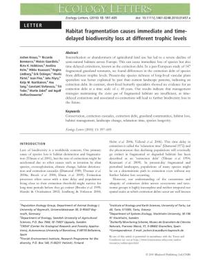 Delayed Biodiversity Loss at Different Trophic Levels