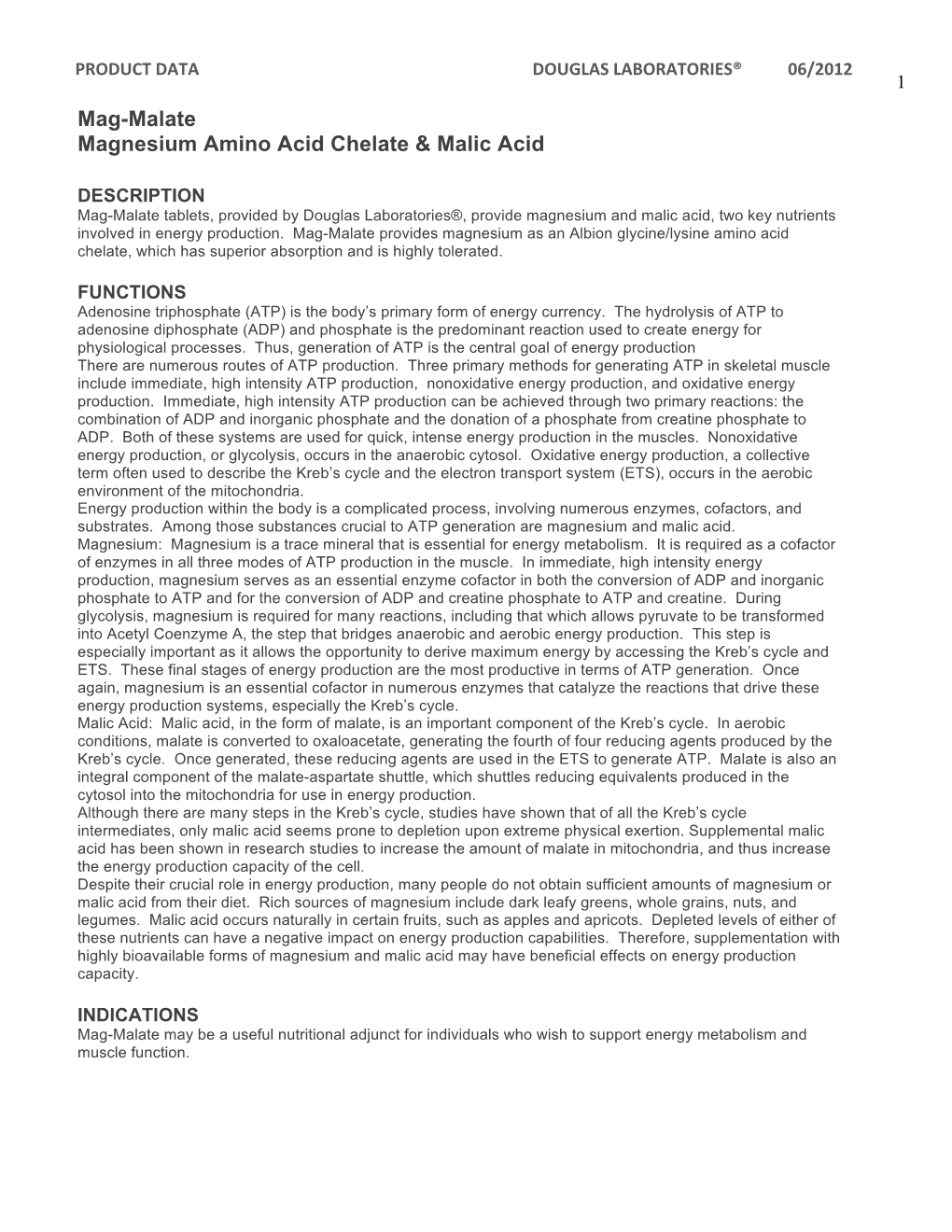 Mag-Malate Magnesium Amino Acid Chelate & Malic Acid