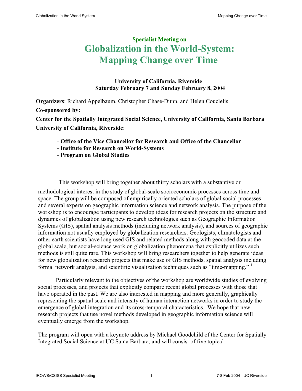 Globalization in the World-System: Mapping Change Over Time