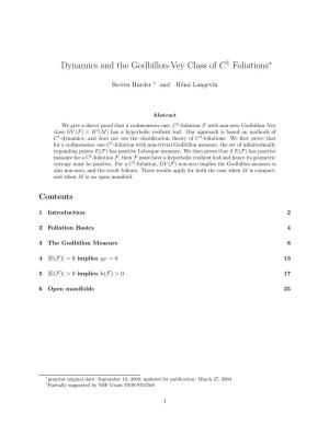 Dynamics and the Godbillon-Vey Class of C1 Foliations∗