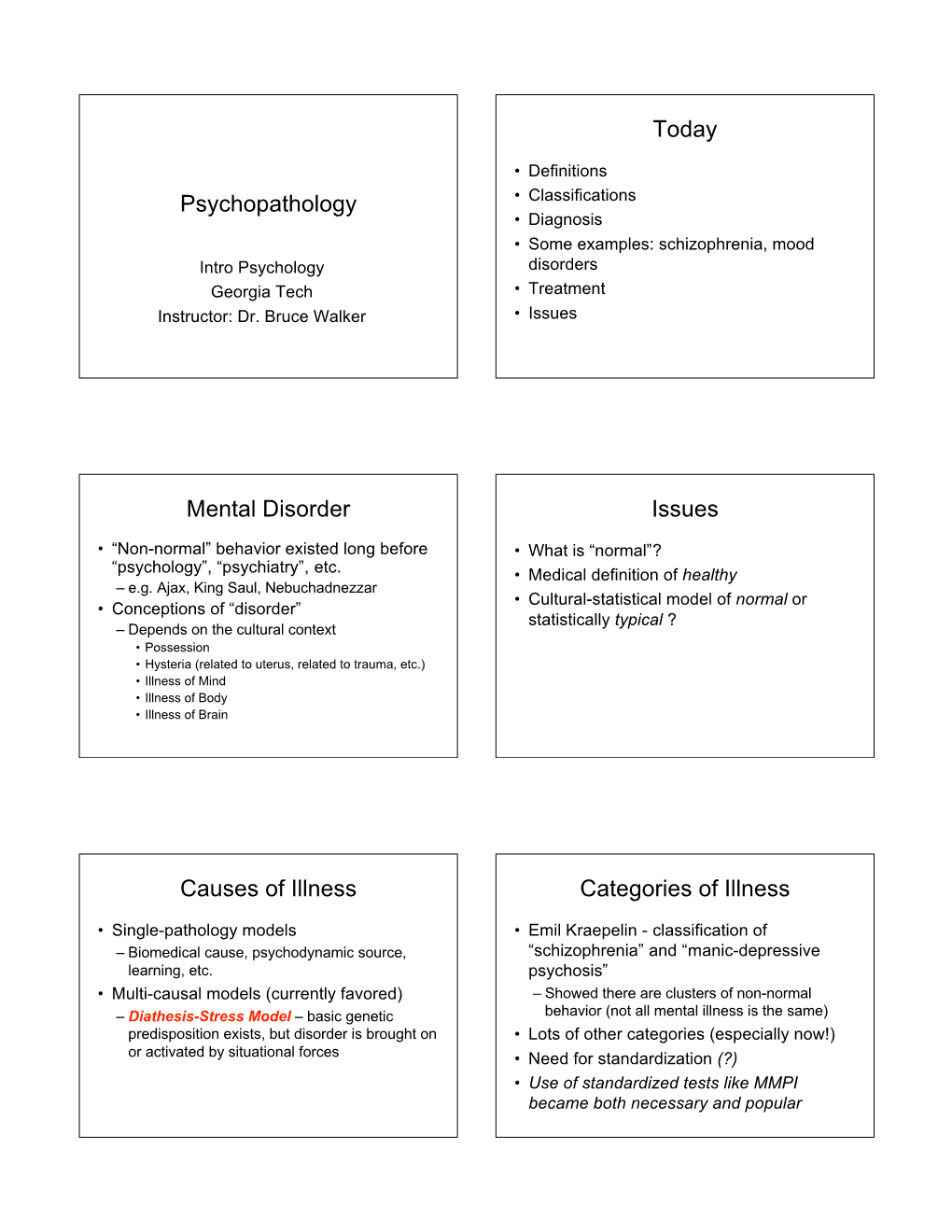 Psychopathology Today Mental Disorder Issues Causes of Illness Categories of Illness