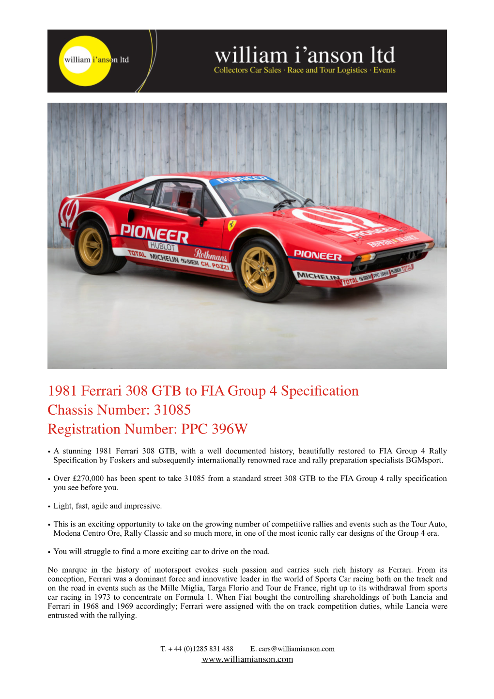 1981 Ferrari 308 Group 4
