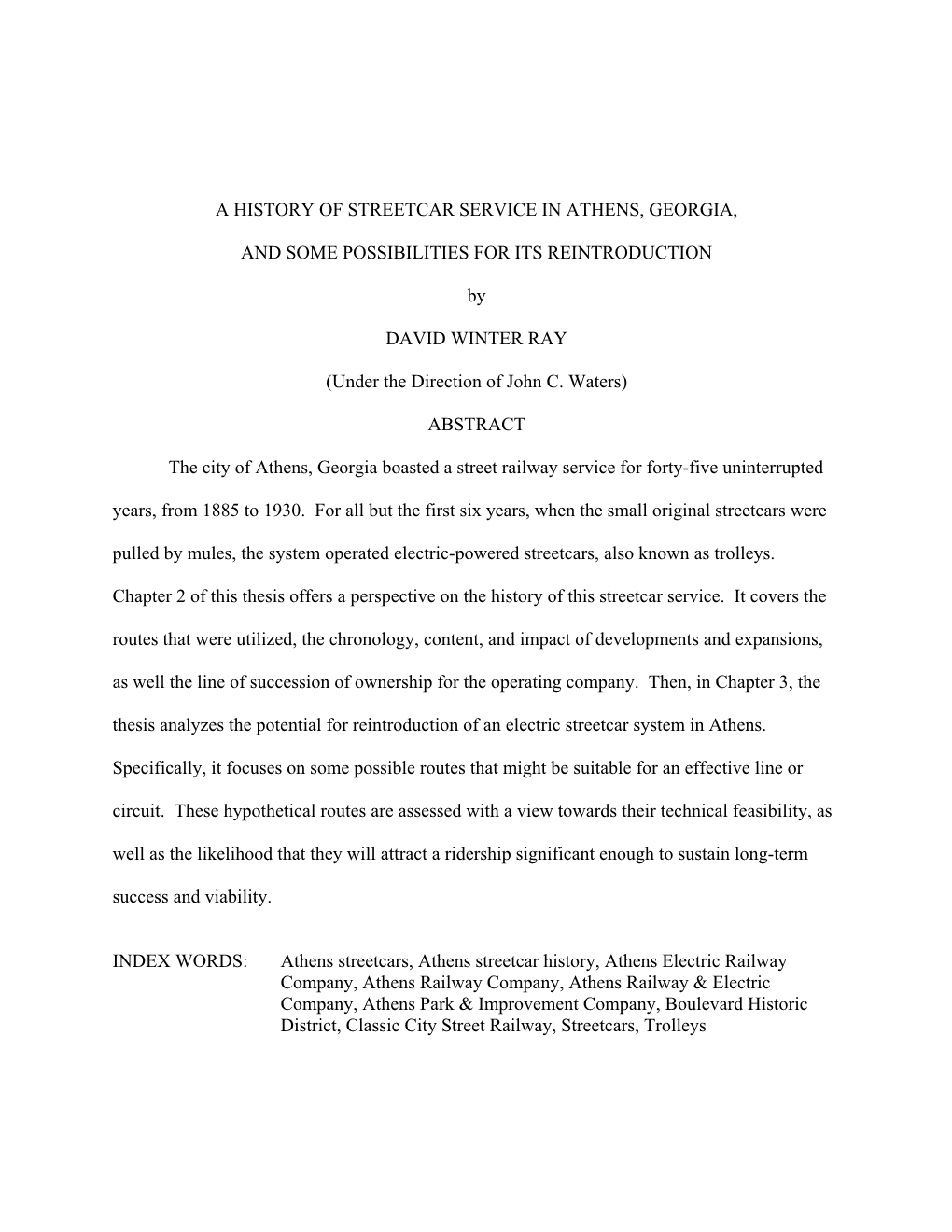 A History of Streetcar Service in Athens, Georgia