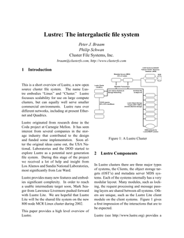 Lustre: the Intergalactic File System