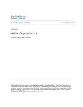 Arbiter, September 25 Students of Boise State University