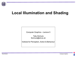 Local Illumination and Shading