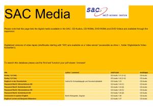 Please Note That This Page Lists the Digital Media Available in the SAC