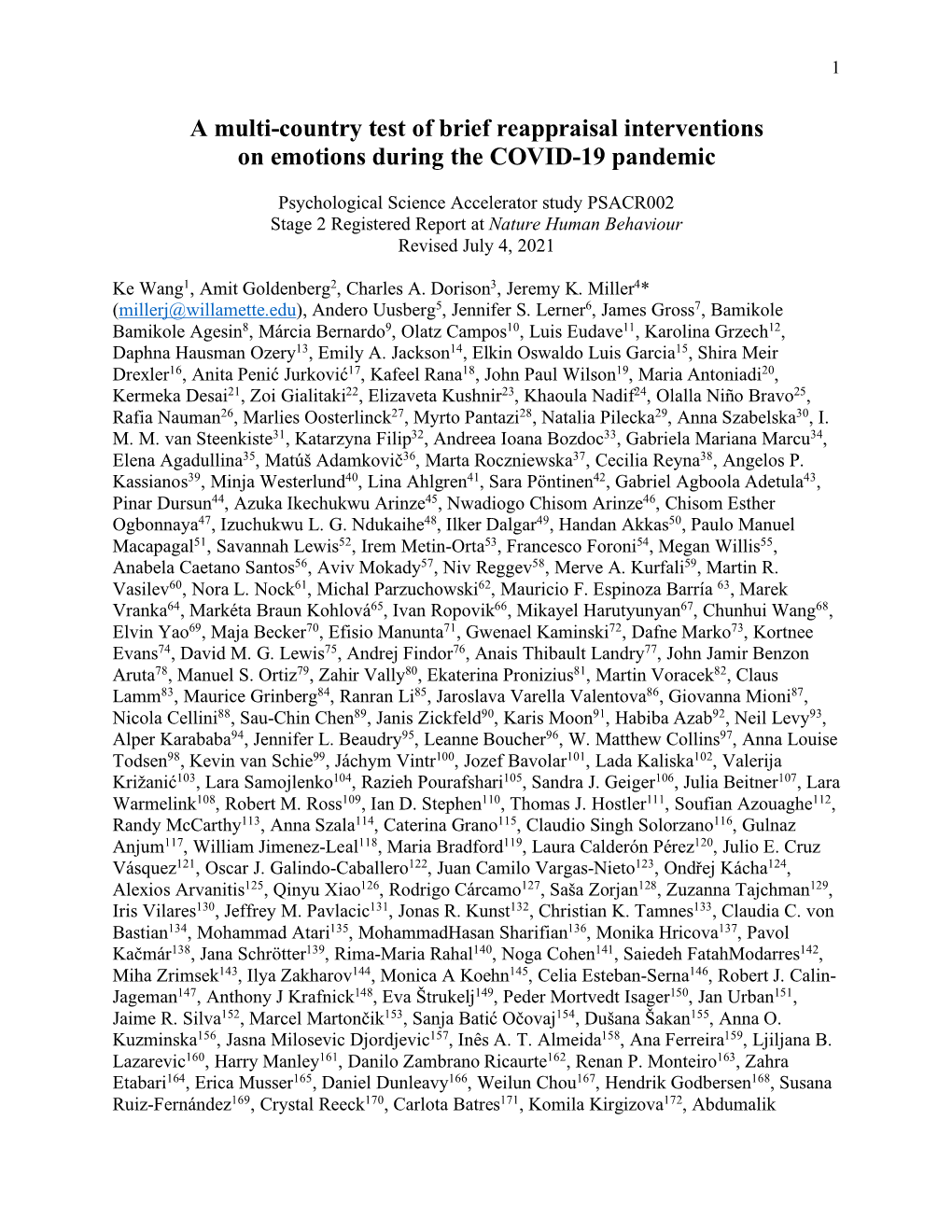 A Multi-Country Test of Brief Reappraisal Interventions on Emotions During the COVID-19 Pandemic