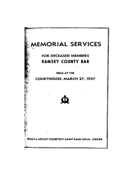 Ramsey County Bar Memorials -- 1937