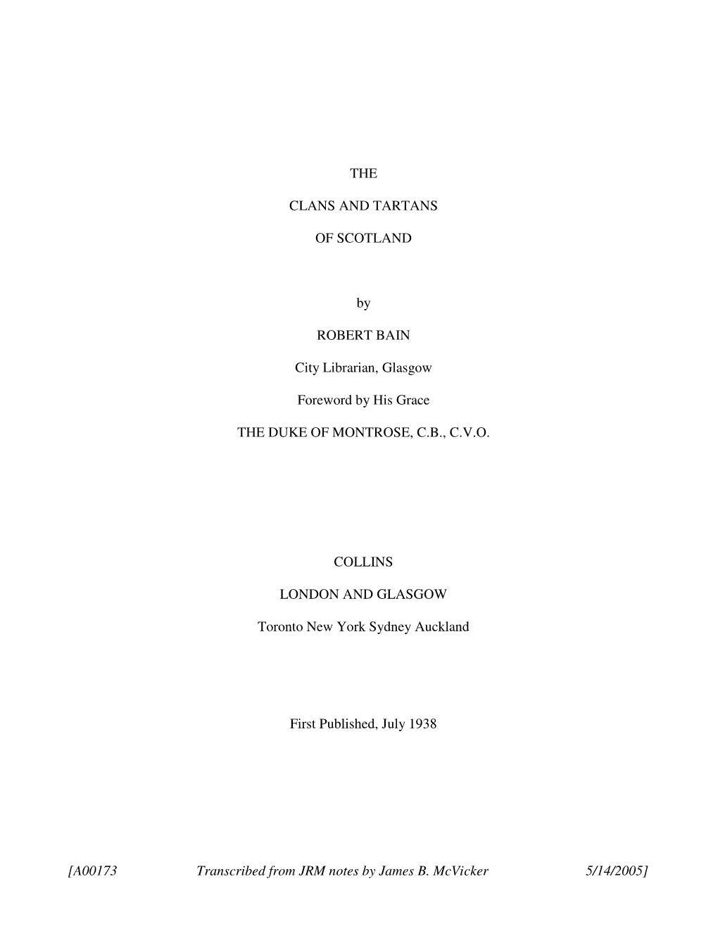 [A00173 Transcribed from JRM Notes by James B. Mcvicker 5/14/2005] 2 CAMBELL of ARGYLL