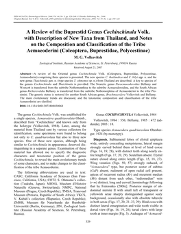 A Review of the Buprestid Genus Cochinchinula Volk. With