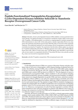 Peptide-Functionalized Nanoparticles-Encapsulated Cyclin-Dependent Kinases Inhibitor Seliciclib in Transferrin Receptor Overexpressed Cancer Cells