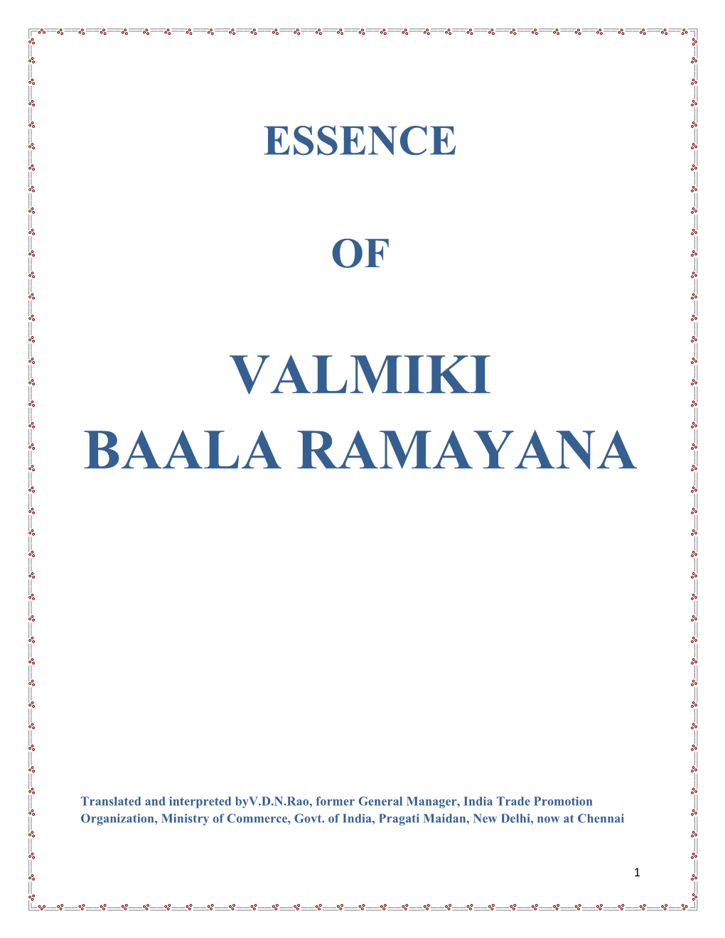 Valmiki Baala Ramayana