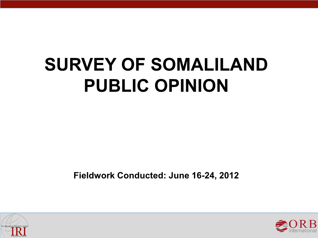 Survey of Somaliland Public Opinion