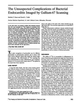 The Unsuspected Complications of Bacterial Endocarditis Imaged by Gallium-67 Scanning