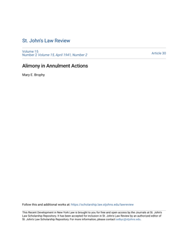 Alimony in Annulment Actions