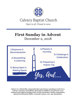 First Sunday in Adventaf December 2, 2018