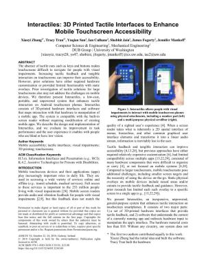 Interactiles: 3D Printed Tactile Interfaces to Enhance Mobile Touchscreen Accessibility