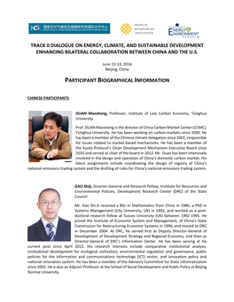 Track Ii Dialogue on Energy, Climate, and Sustainable Development Enhancing Bilateral Collaboration Between China and the U.S
