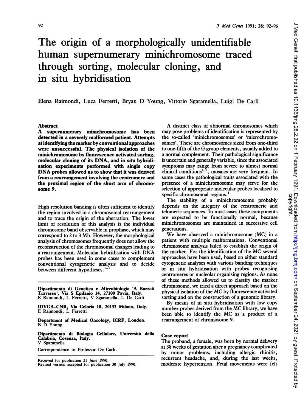 Through Sorting, Molecular Cloning, and in Situ Hybridisation