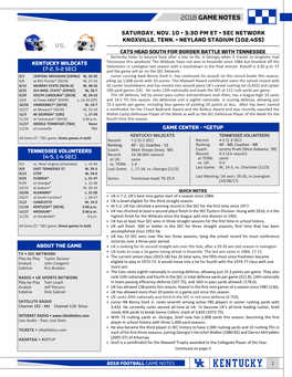 2018 Game Notes