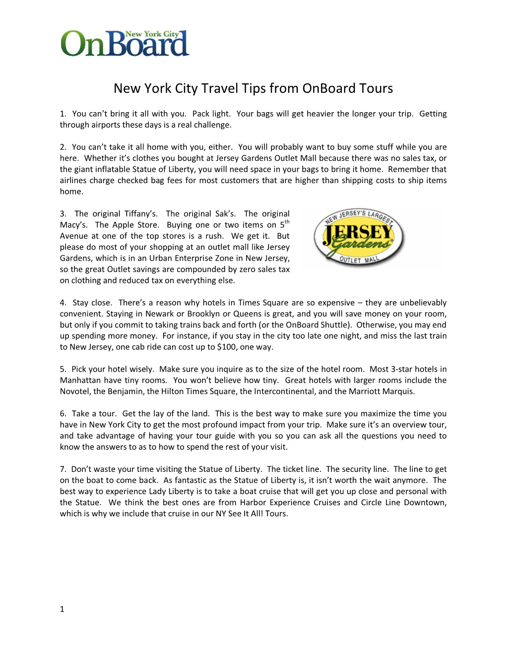 New York City Travel Tips from Onboard Tours