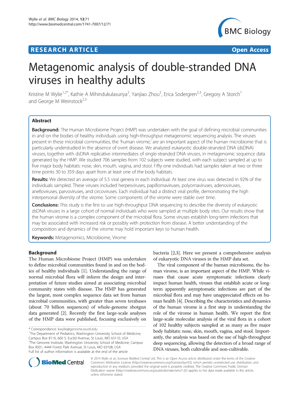Metagenomic Analysis of Double-Stranded DNA Viruses in Healthy Adults