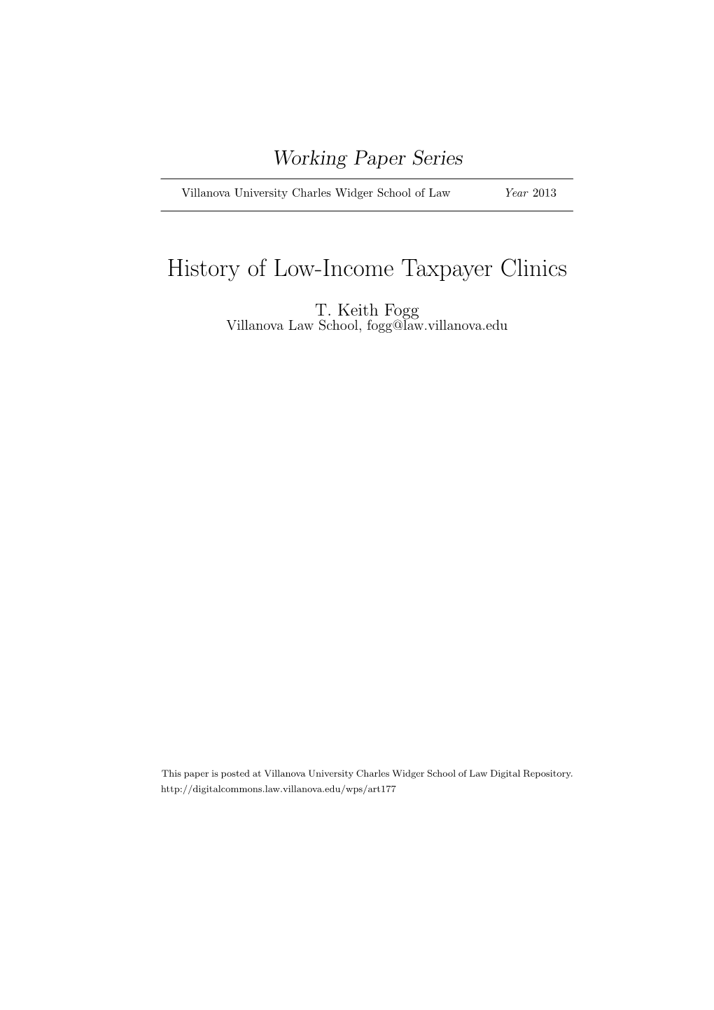 History of Low-Income Taxpayer Clinics