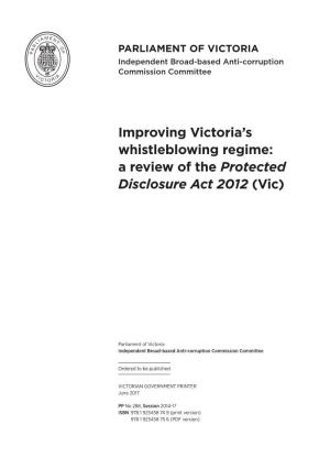 A Review of the Protected Disclosure Act 2012 (Vic)