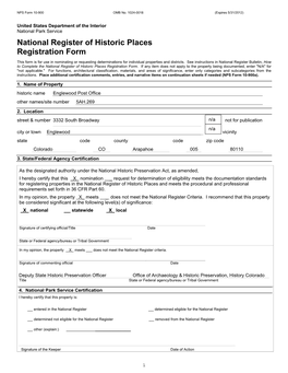 NPS Form 10 900 OMB No. 1024 0018