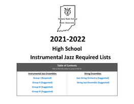 High School Instrumental Jazz Required Lists