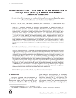 Eustachys Retusa (POACEAE) in SYSTEMS with INTENSIVE GLYPHOSATE APPLICATION1