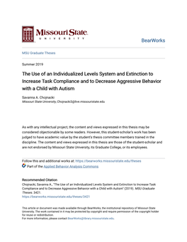 The Use of an Individualized Levels System and Extinction to Increase Task Compliance and to Decrease Aggressive Behavior with a Child with Autism